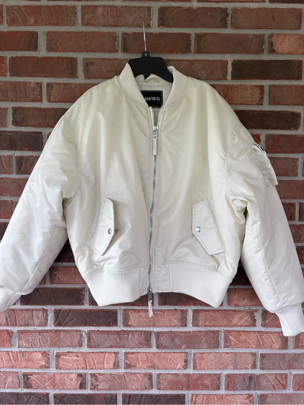 Fabletics Women's Cream Bomber Jacket - Lightweight Flight Style